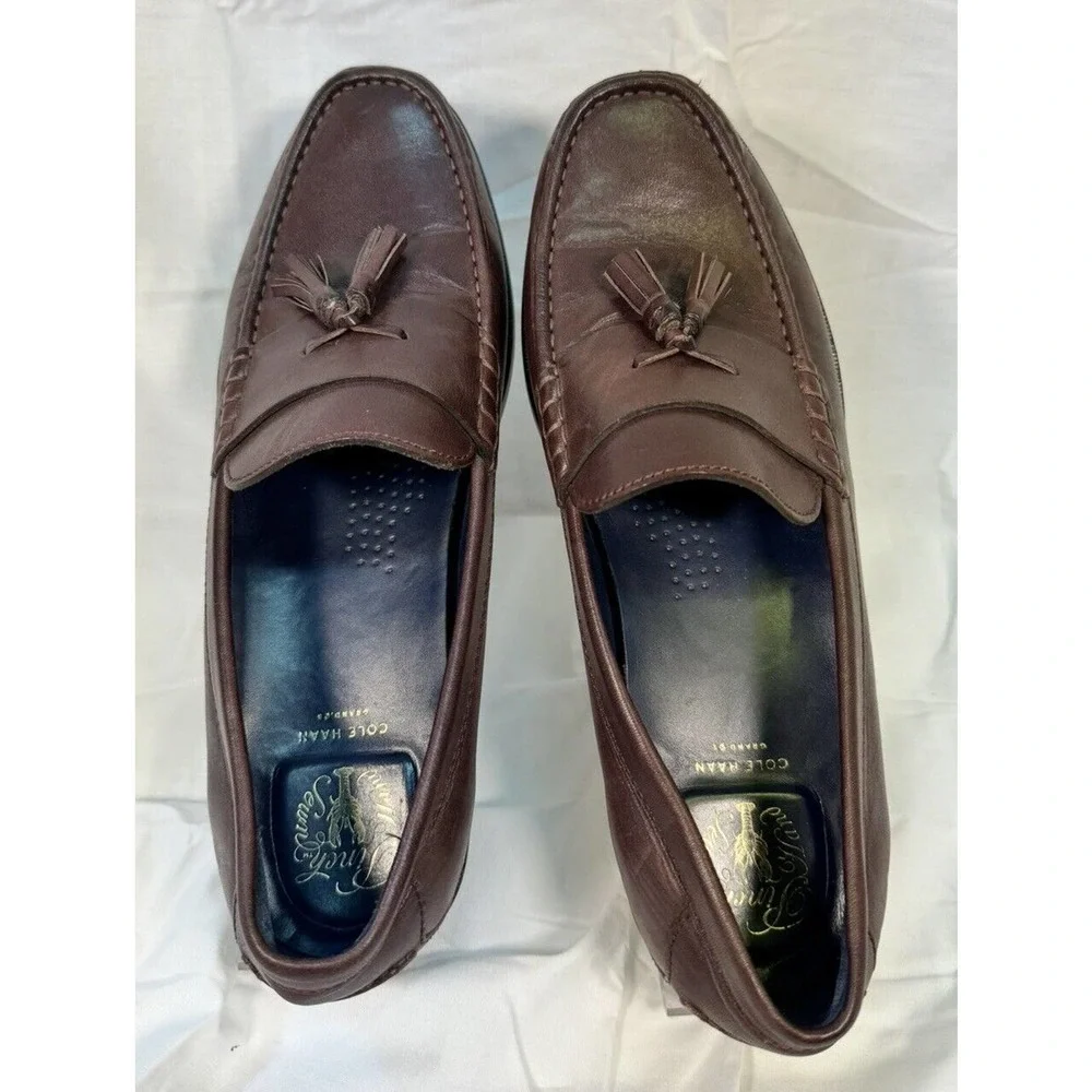 Cole Haan Grand OS Pinch‎ Mens Size 10 M Loafers Brown Leather Tassel Shoes